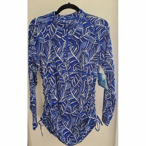 Coolibar UPF 50+ Women's Lawai Ruche Swim Shirt - Sun Protective - Large- Baja